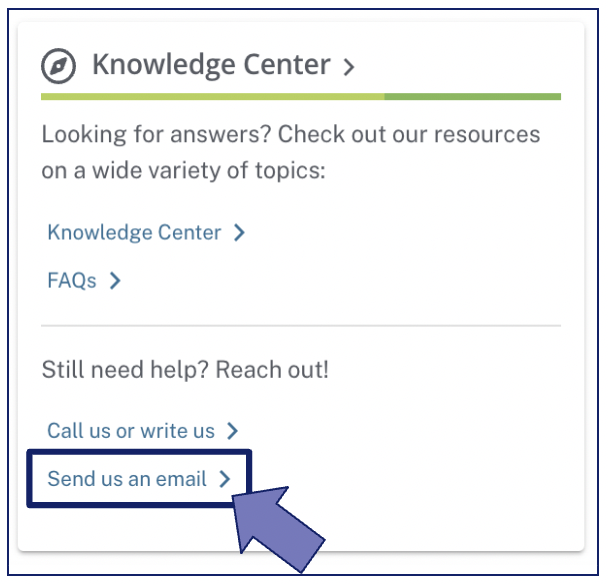 A screenshot of Nelnet's contact page directing users to send them an email.