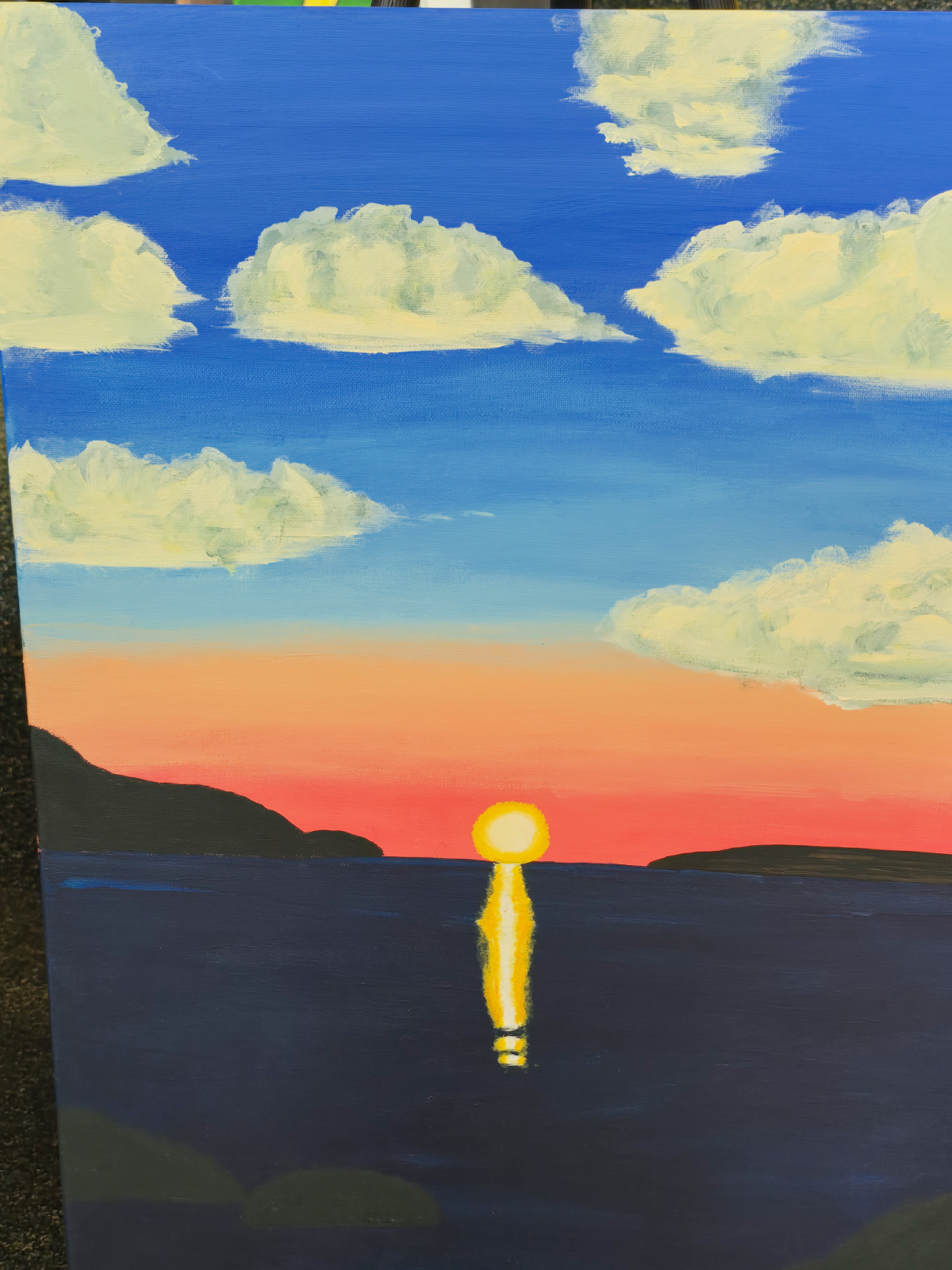 student painted sunset with clouds
