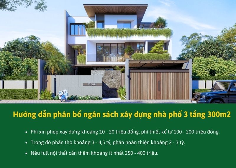 Phân bổ ngân sách xây dựng nhà phố 3 tầng 300m2 Xây dựng Nhất Tín