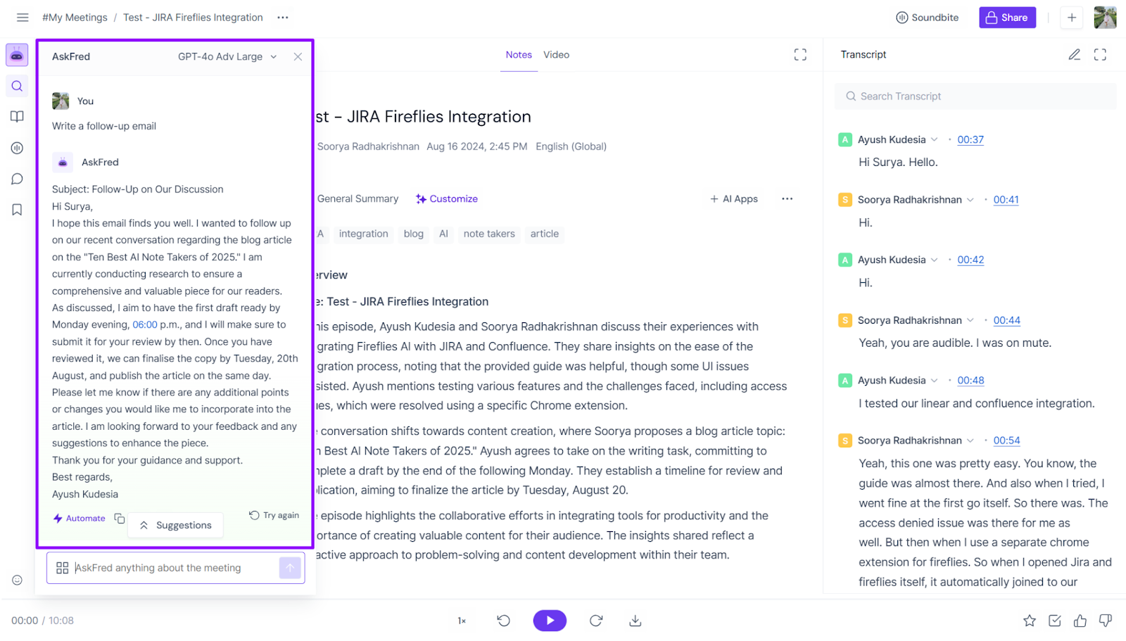 AskFred, a ChatGPT-like assistant that drafts emails on demand