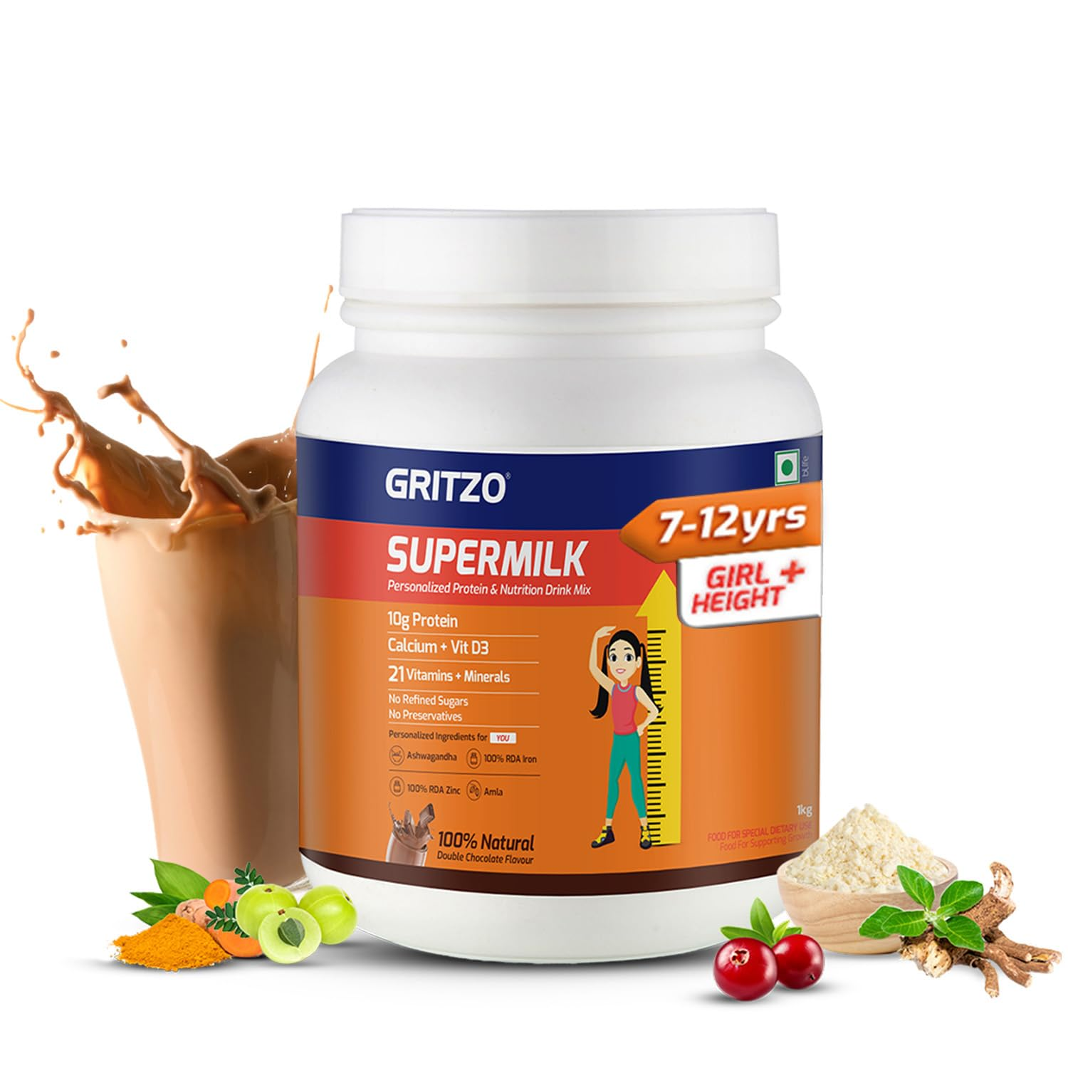 Gritzo SuperMilk Height+ Protein Powder