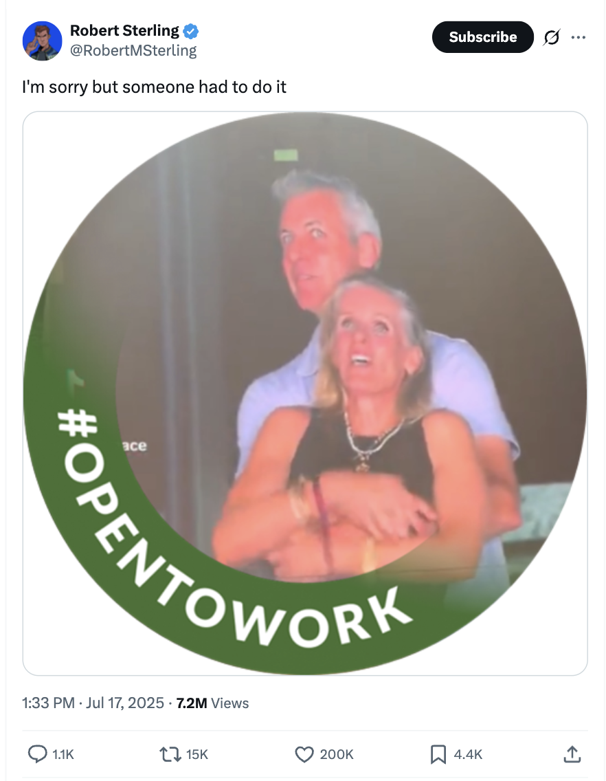 X post of open to work