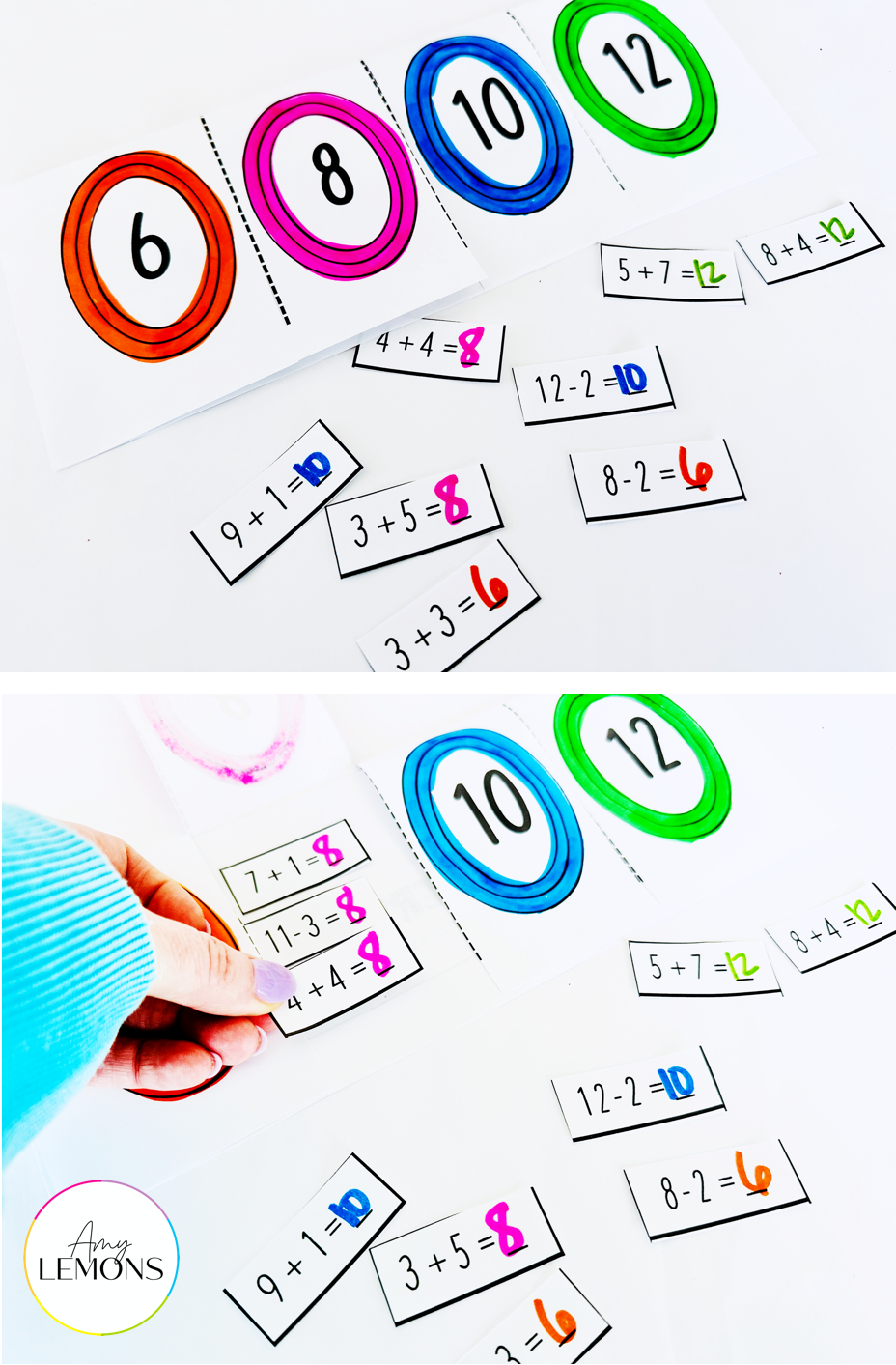 Solve and sort flap book for practicing equations.