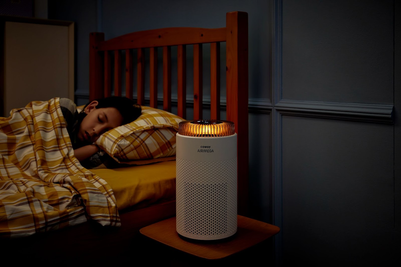 The Airmega 50 gently illuminates the space