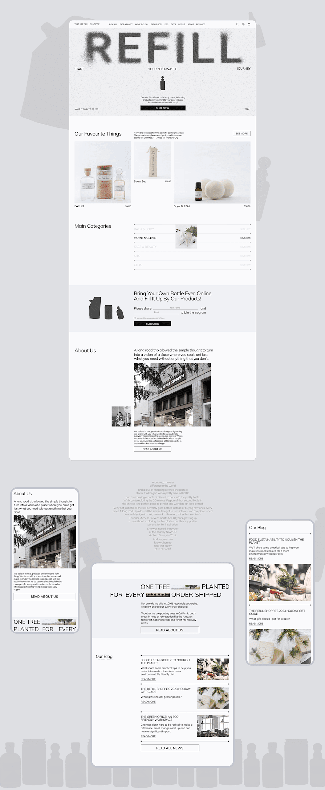 Image from the Refill Shoppe’s Web Design: A Minimalist UI for Sustainability article on Abduzeedo