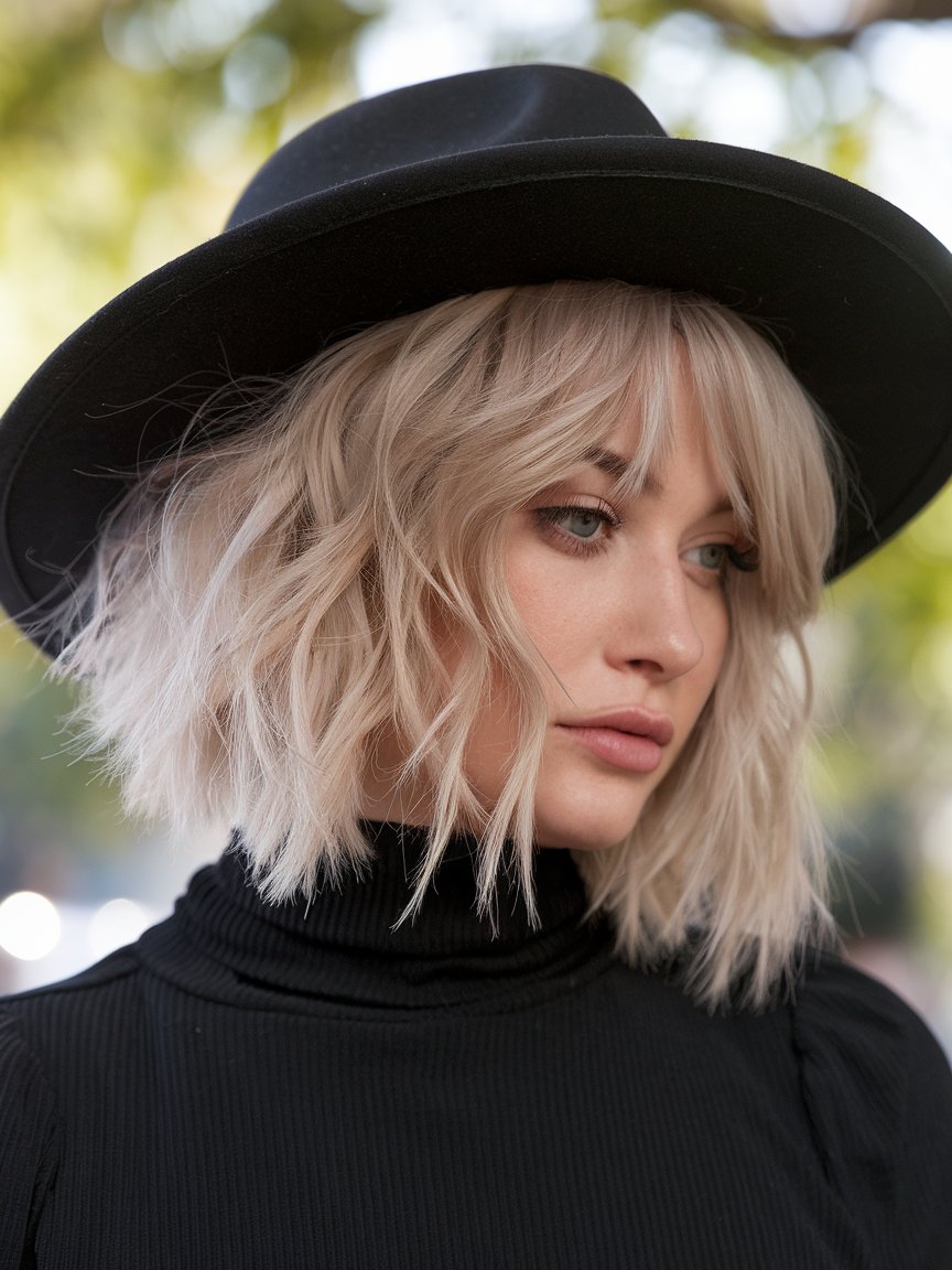 51. Sophisticated Wavy Ash-Blonde Pixie Bob