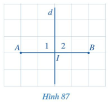 BÀI 9: ĐƯỜNG TRUNG TRỰC CỦA MỘT ĐOẠN THẲNGKhởi độngCâu hỏi: Hình 86 minh họa chiếc cân thăng bằng và gợi nên hình ảnh đoạn thẳng AB, đường thẳng d. Đường thẳng d có mối liên hệ gì với đoạn thẳng AB?Đáp án chuẩn:Đường trung trựcI. Định nghĩaBài 1: Quan sát Hình 87:a. So sánh hai đoạn thẳng IA và IBb. Tìm số đo của các góc I1=I2Đáp án chuẩn:a) =b) I1=90°,I2=90°.Bài 2: Cho tam giác ABC và M là trung điểm của BC. Biết AMB=AMC. Chứng minh AM là đường trung trực của đoạn thẳng BCĐáp án chuẩn:AM ⊥ BC tại trung điểm M của BCII. Tính chấtBài 1: Cho đoạn thẳng AB có trung điểm O, d là đường trung trực của đoạn thẳng AB, điểm M thuộc  d, M khác O (Hình 90). Chứng minh rằng:a. ΔMOA=ΔMOBb. MA = MBĐáp án chuẩn:a) ∆MOA = ∆MOB (2 cạnh góc vuông).b) MA = MB (2 cạnh tương ứng).Bài 2: Hình 91 mô tả mặt cắt đứng của một ngôi nhà với hai mái là OA và OB, mái nhà bên trái dài 3m. Tính chiều dài mái nhà bên phải biết rằng điểm O thuộc đường trung trực của đoạn thẳng AB.Đáp án chuẩn:3 m.Bài 3: Cho đoạn thẳng AB có trung điểm O. Giả sử M là một điểm khác O sao cho MA = MB.a. Hai tam giác MOA và MOB có bằng nhau hay không? Vì sao?b. Đường thẳng MO có là đường trung trực của đoạn thẳng AB hay không? Vì sao?Đáp án chuẩn:a) ∆MOA = ∆MOB (c - c - c).b) CóBài 4: Cho tam giác ABC cân tại A.a. Điểm A có thuộc đường trung trực của đoạn thẳng BC hay không? Vì sao?b. Đường thẳng qua A vuông góc với BC cắt canh BC tại H. Đường thẳng AH có là đường trung trực của đoạn thẳng BC hay không? Vì sao?Đáp án chuẩn:a) Có.b) CóIII. Vẽ đường trung trực của một đoạn thẳngIV. Bài tập