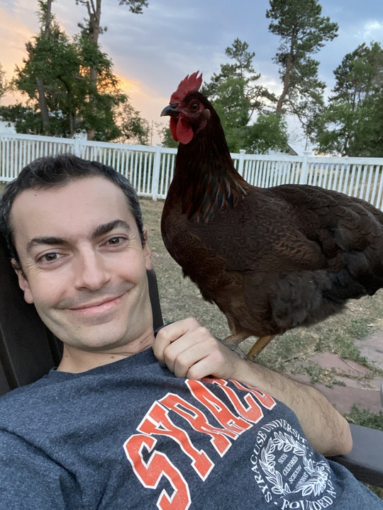 Rob with a chicken