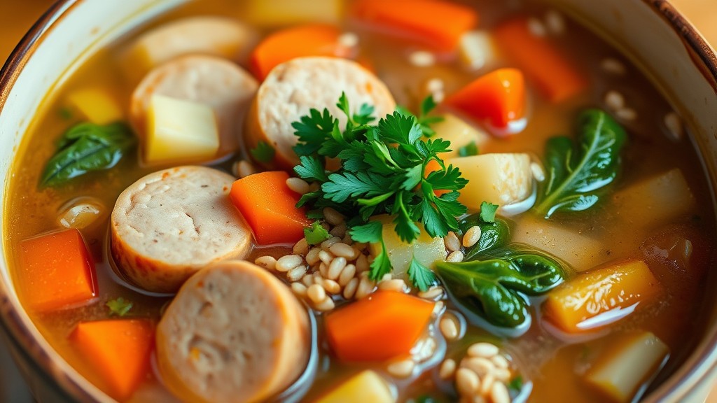 Chicken Sausage and Farro Soup