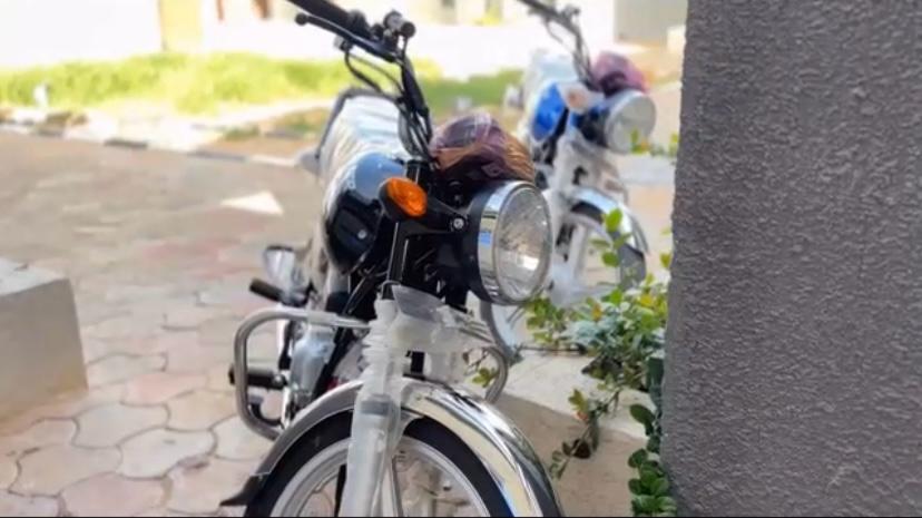 Two unbranded motorcycles used by Avraam Logistics for local deliveries in Birnin Kebbi