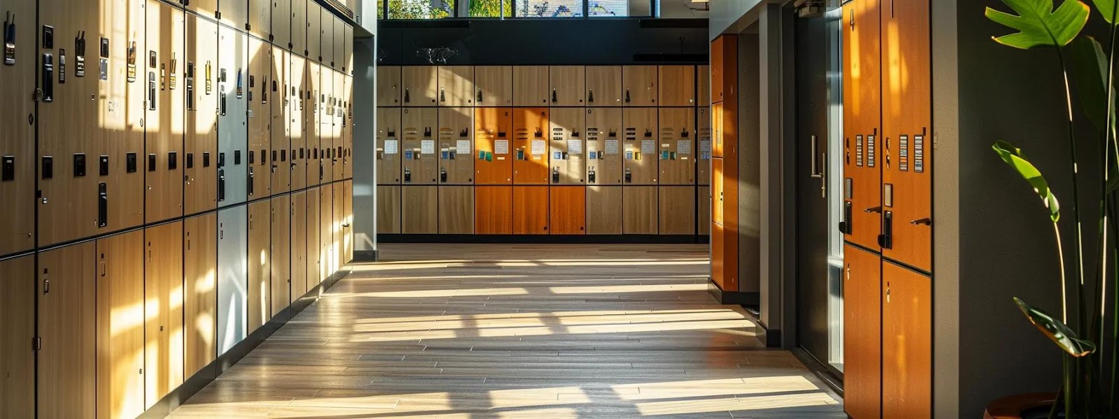 a meticulously organized office space features a sleek, modern locker installation, showcasing various storage configurations while emphasizing the importance of thoughtful planning and effective maintenance in a contemporary, professional environment.