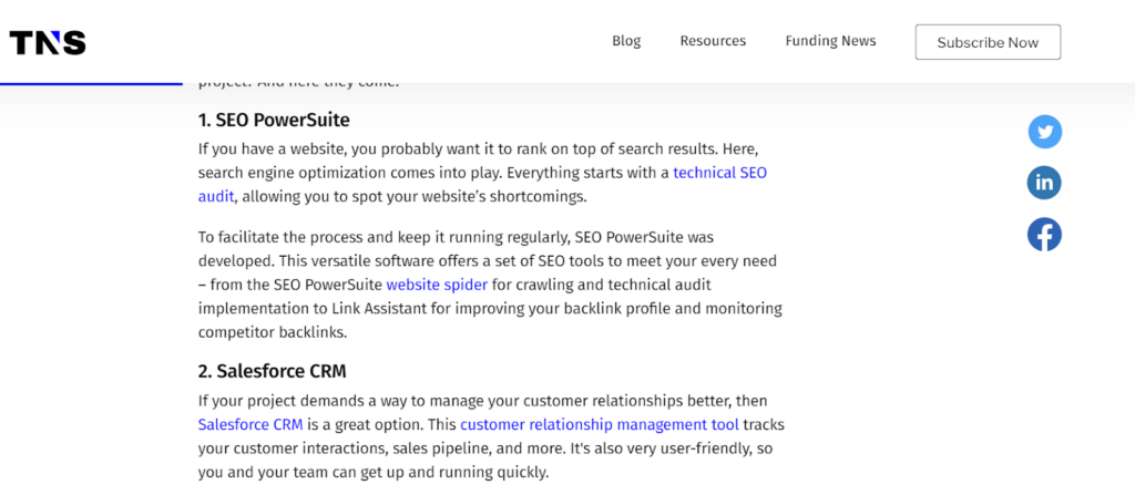 screenshot showing proper use of anchor texts in blogs