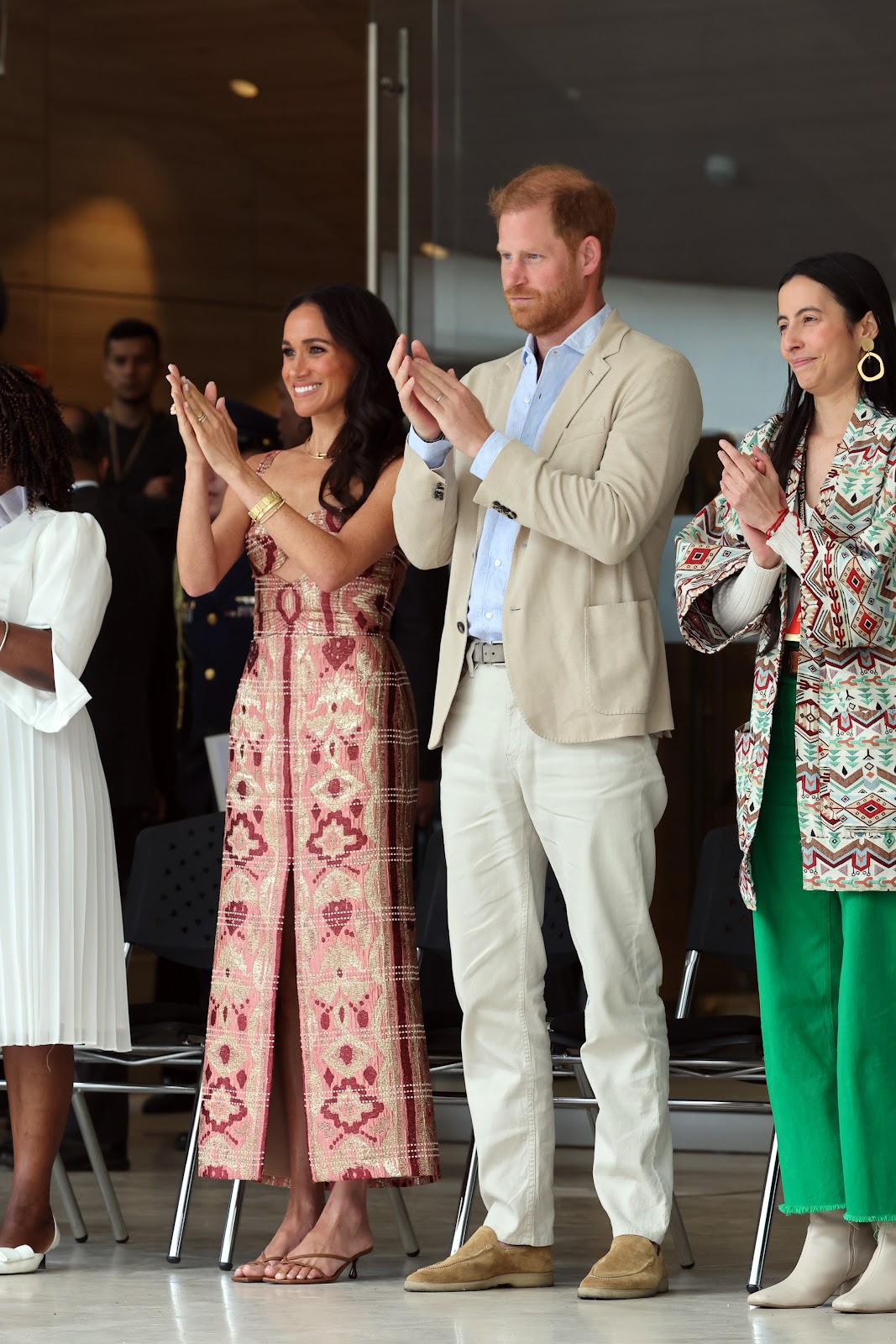 Meghan Markle and Prince Harry at Centro Nacional de las Artes Delia Zapata during their Colombia tour on August 15, 2024. | Source: Getty Images