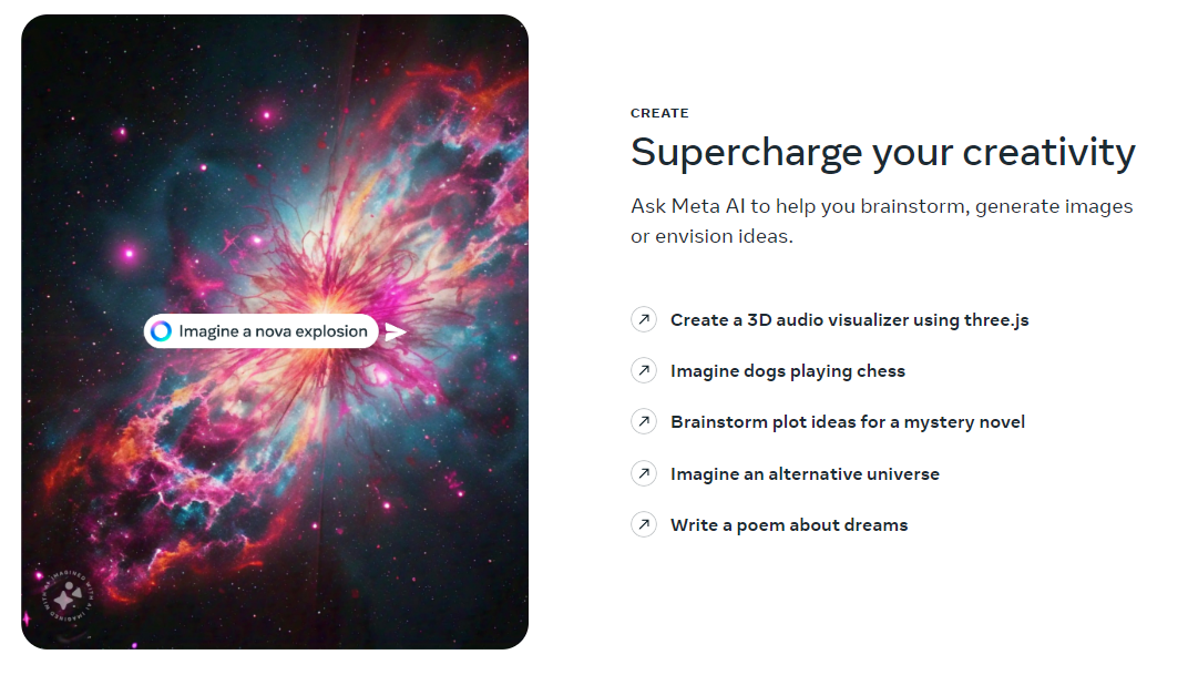 Recurso “Imagine” da Meta AI (fonte: Meta AI)