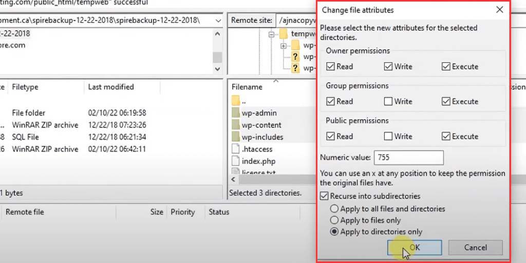 file permissions filezilla