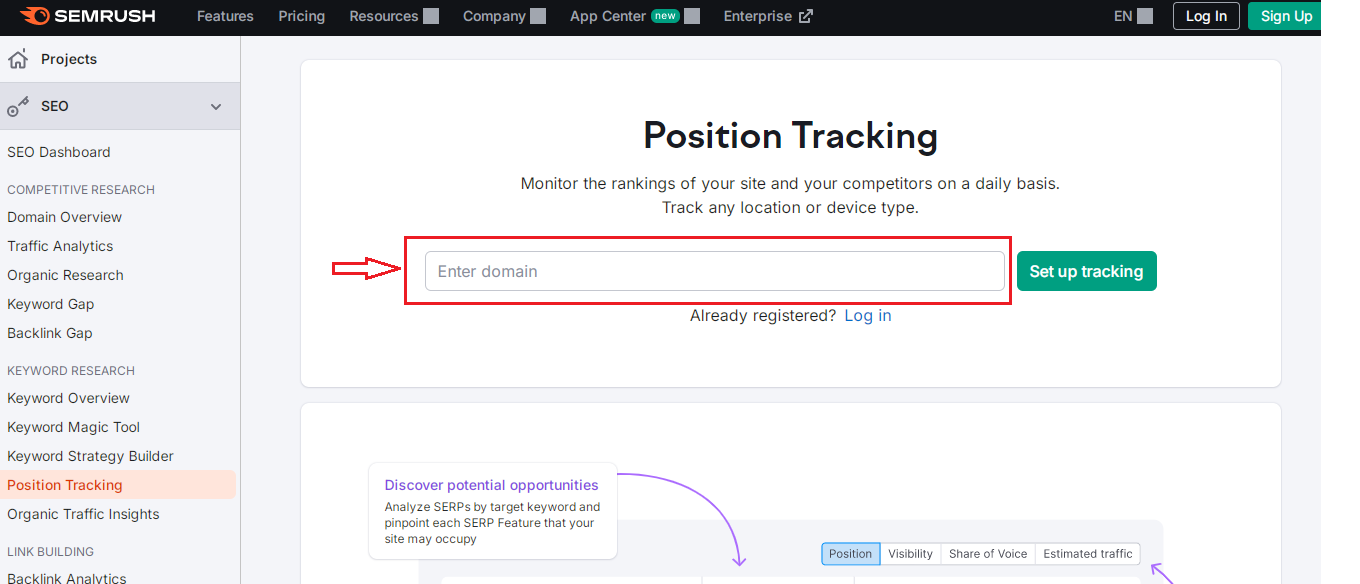 SEMrush - Website position tracker for better Google keyword rankings