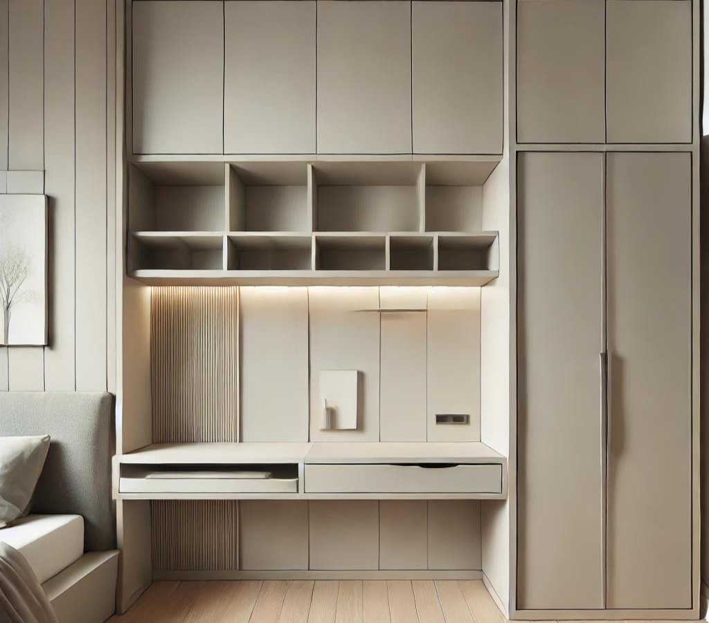 Wall Mounted Study Table with Wardrobe