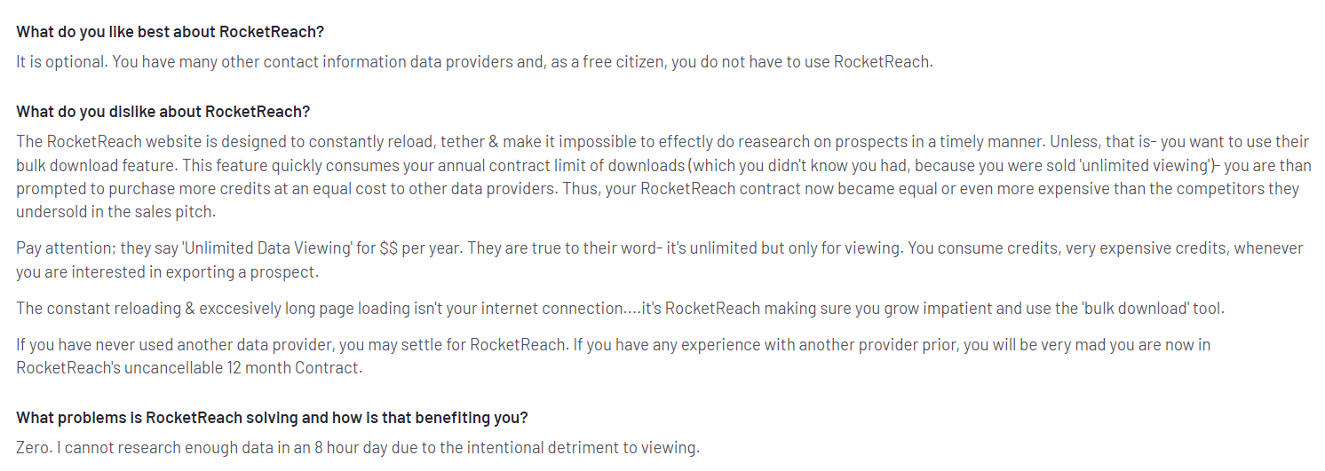 A user's negative experience with RocketReach