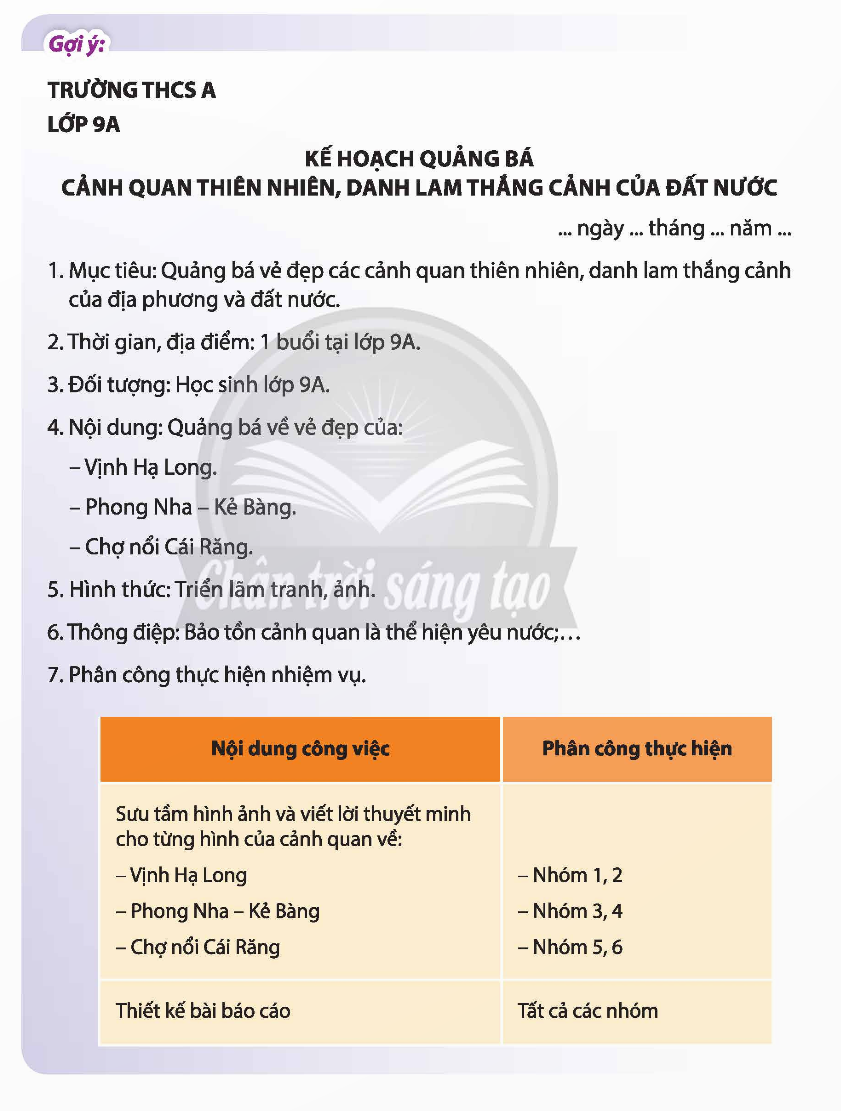 CHỦ ĐỀ 7. BẢO VỆ MÔI TRƯỜNG VÀ QUẢNG BÁCẢNH QUAN ĐẤT NƯỚC