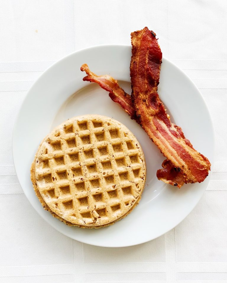 1 Waffle and 2 Slices Bacon | Easy Breakfast Ideas For College Students