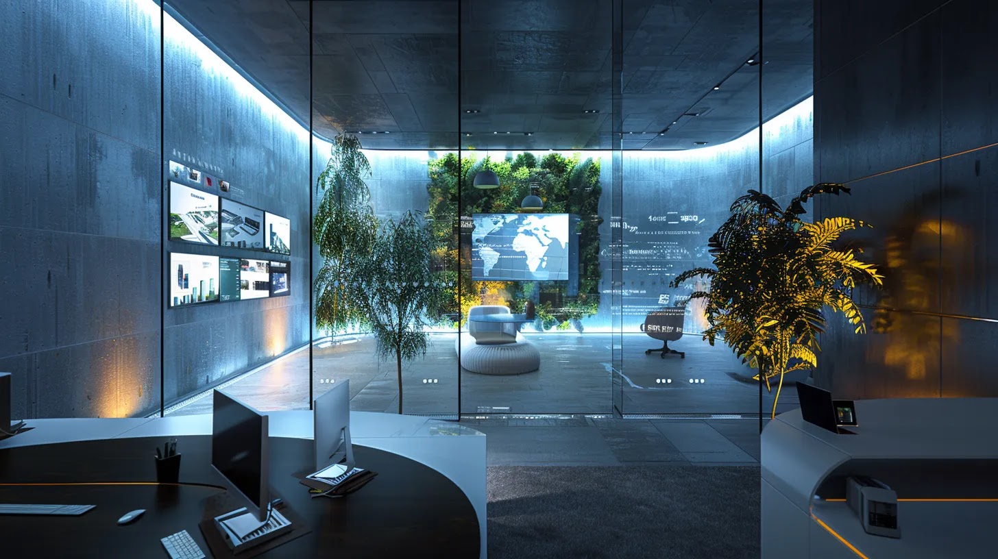 a vibrant and modern workspace featuring a sleek computer screen displaying a well-optimized website, surrounded by elements that symbolise credibility and user engagement, illuminated by soft natural light to evoke a sense of trust and professionalism.