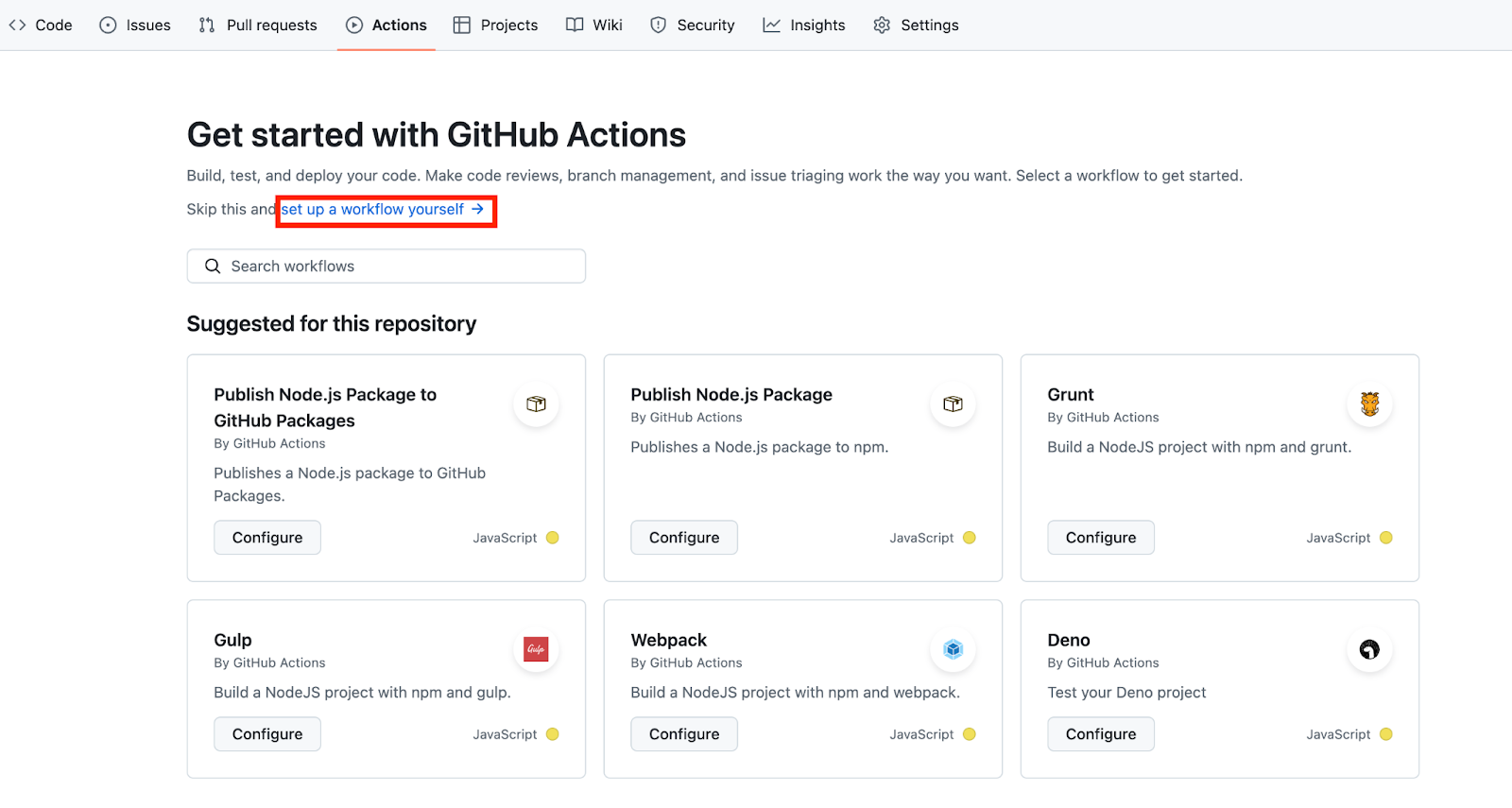 Страницы GitHub Actions.