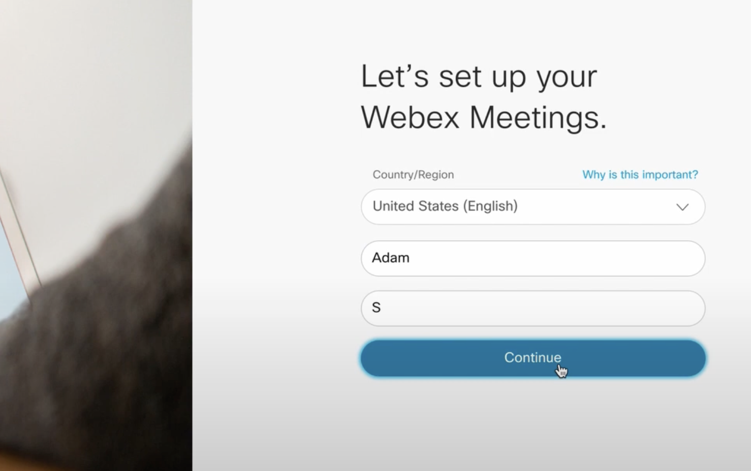 Set up profile for Webex account