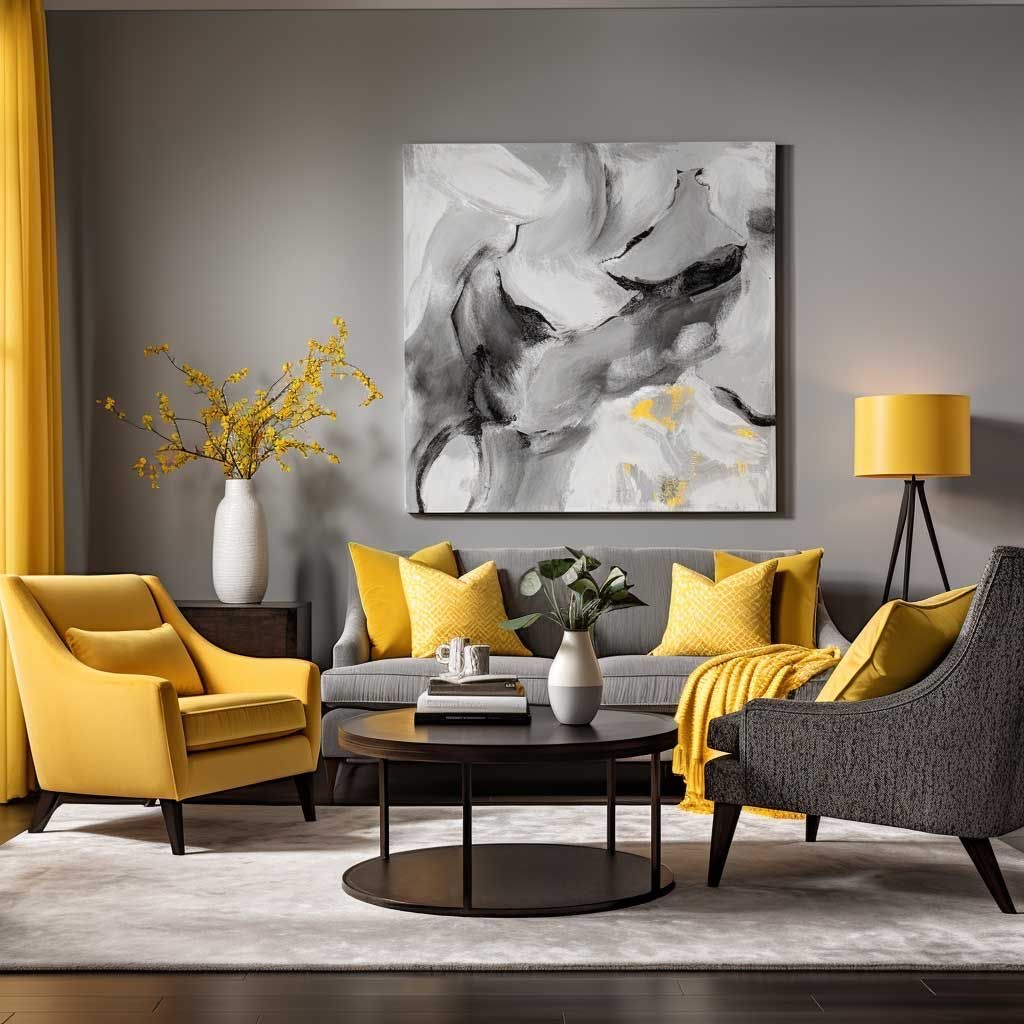 Grey and Yellow color sofa
