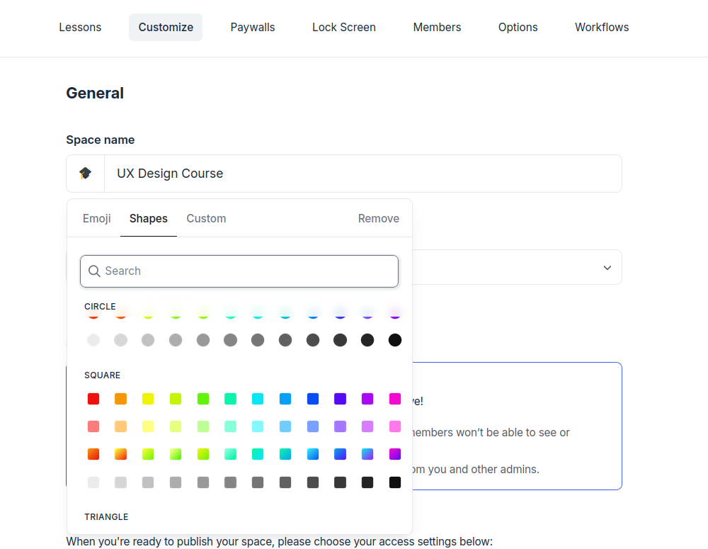 adding space icons