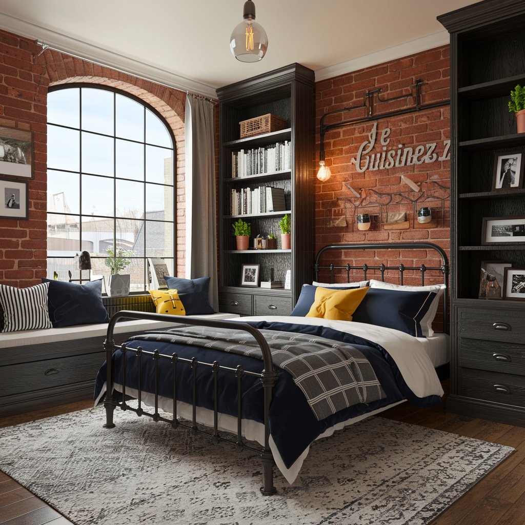 Loft-style bedroom for teenage boys.