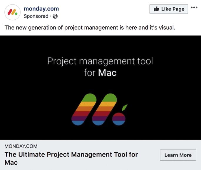 Monday.com Facebook ad