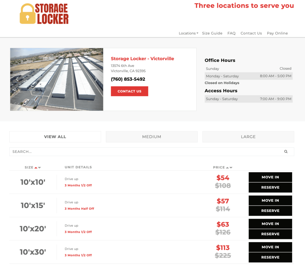 Victorville Storage - Step 1 to reserve