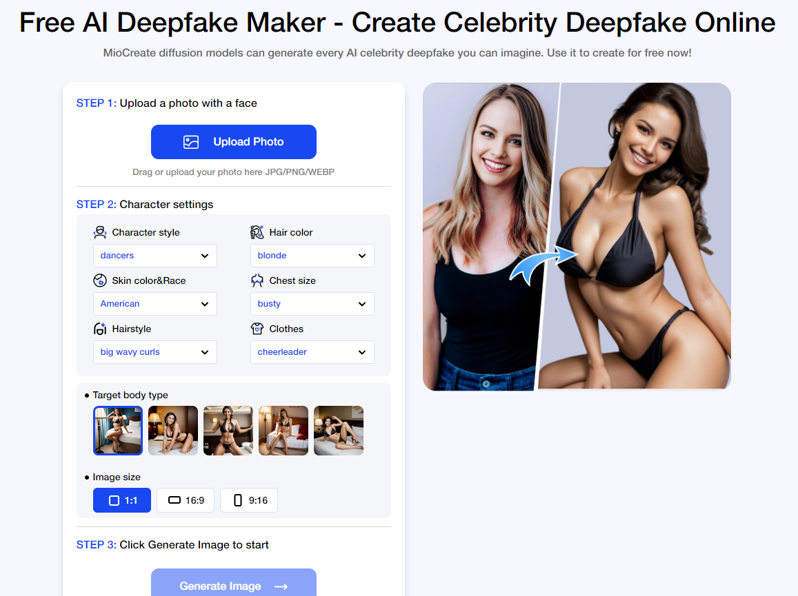 Deepnude Anyone Free: MioCreate AI Deepfake Maker