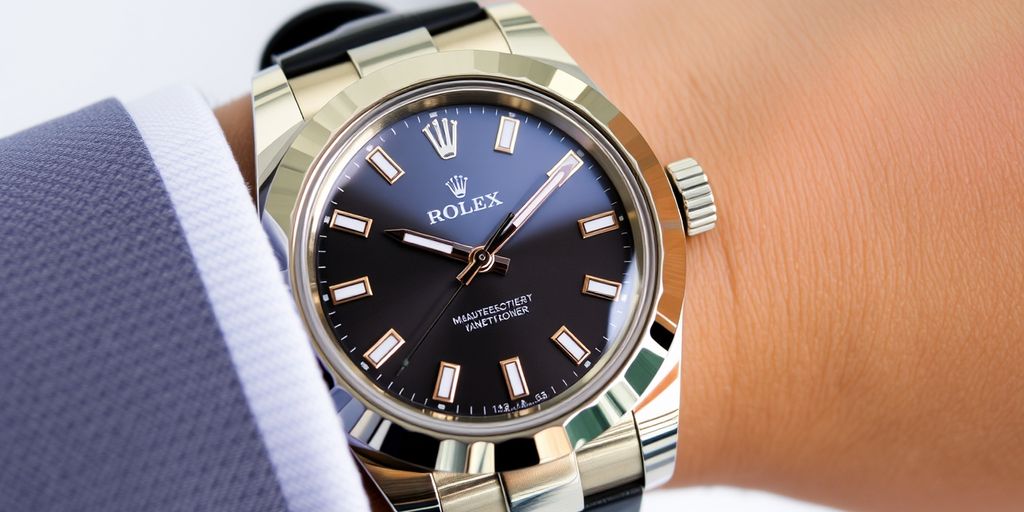 Close-up of a Rolex watch on wrist