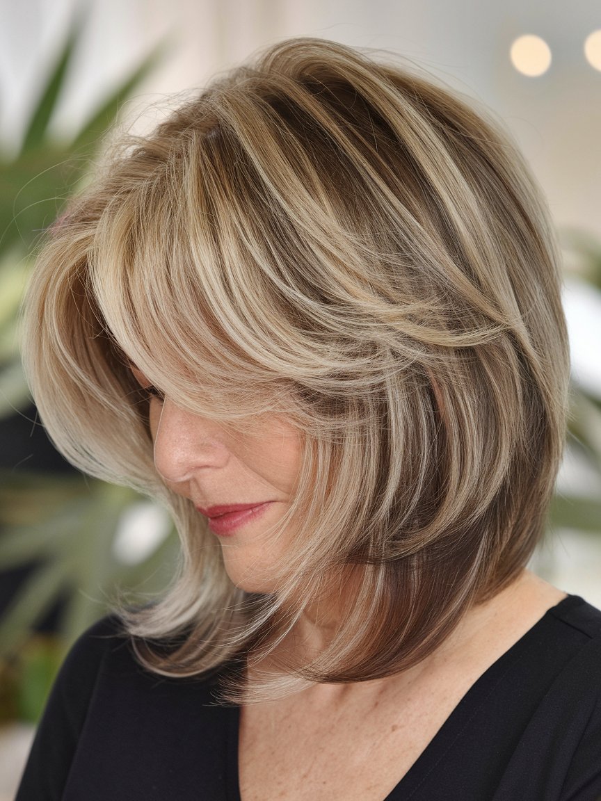 9. Layered Bob Hairstyles for Women Over 50 with              Thick Hair