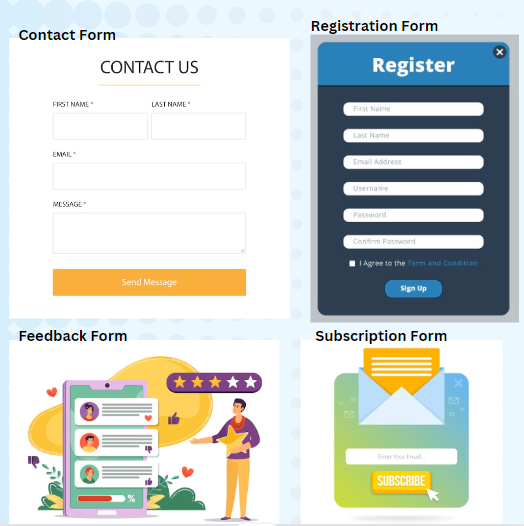 Different types of blog forms