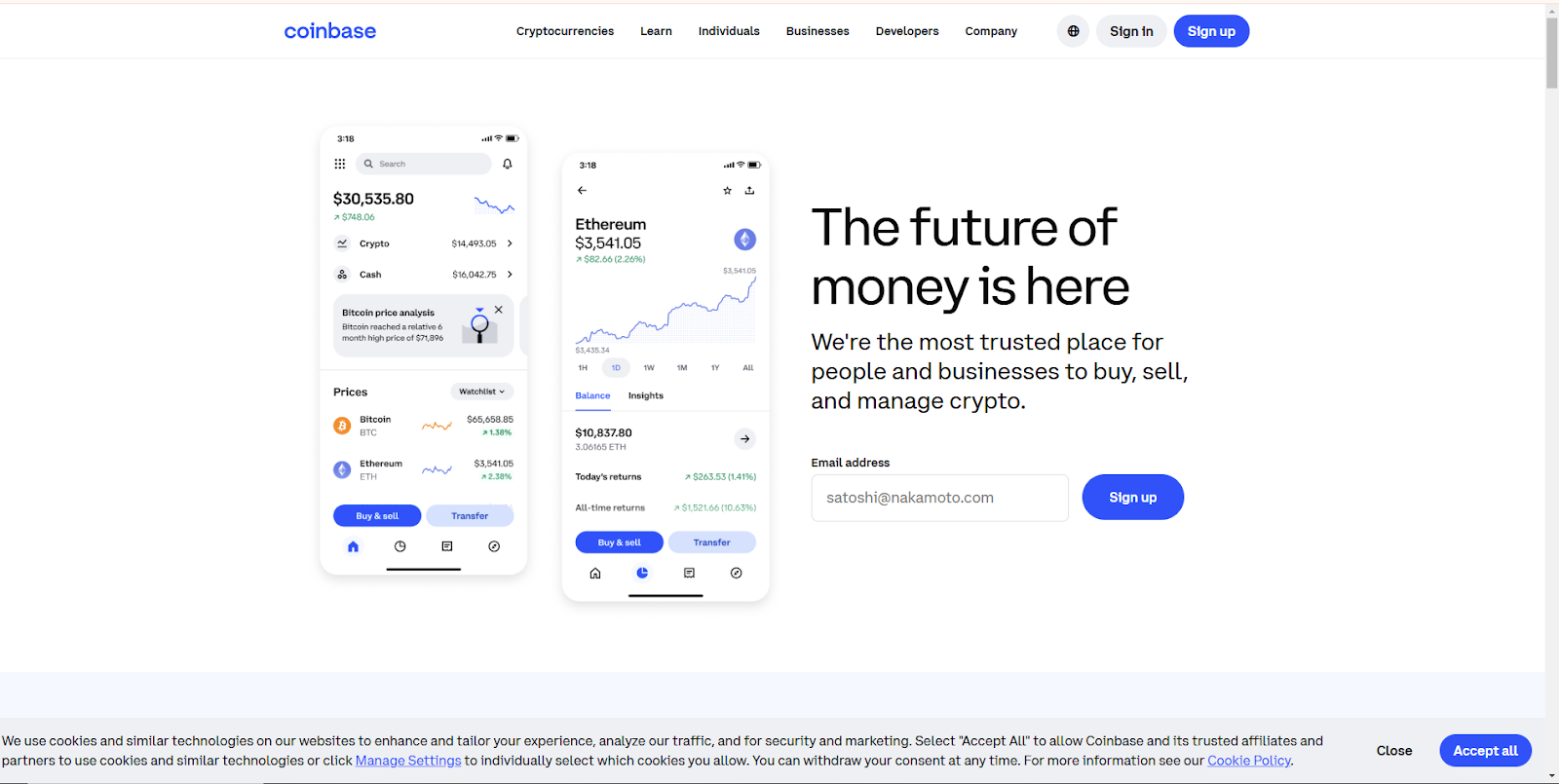 Coinbase Homepage