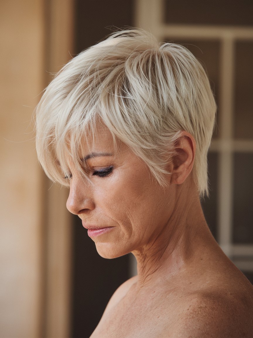 7. Edgy Textured White Pixie