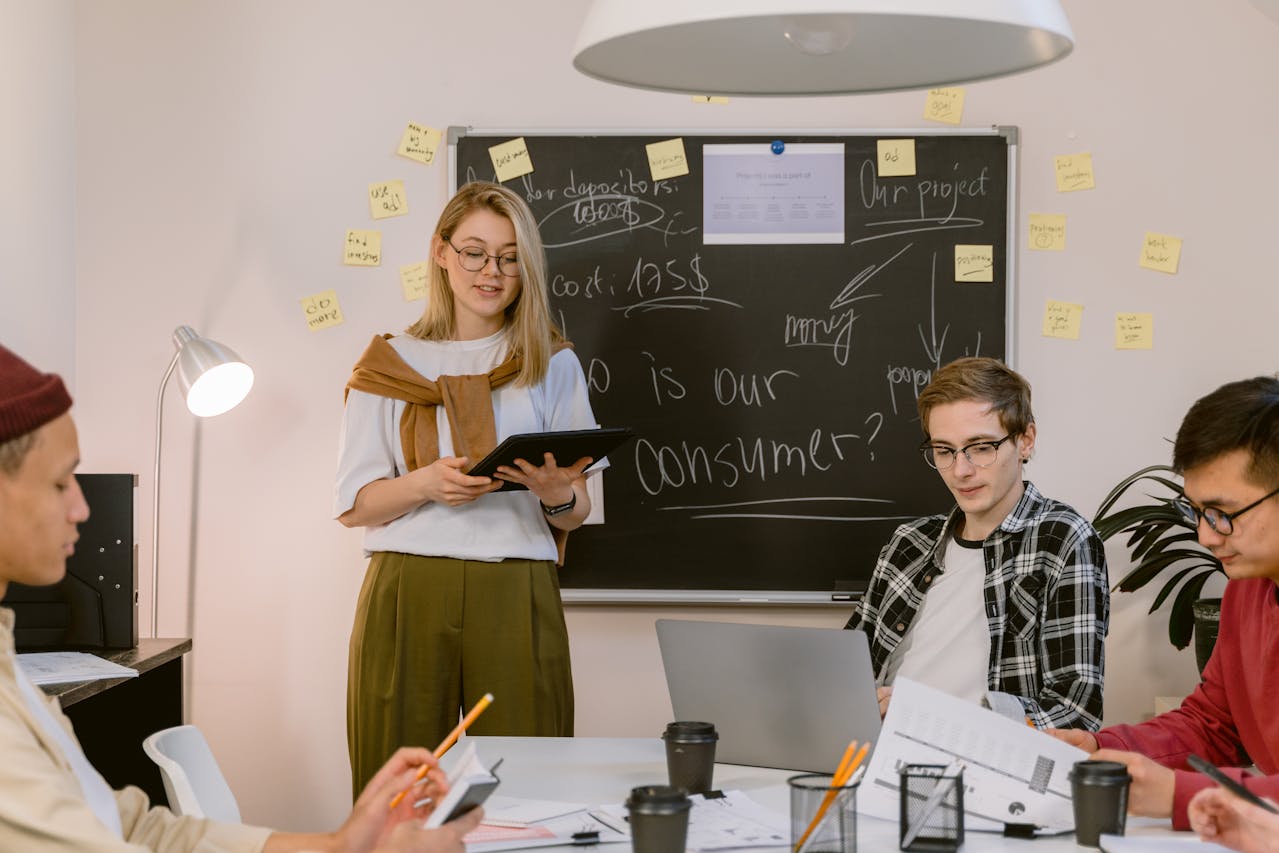 A team having a meeting to manage a project