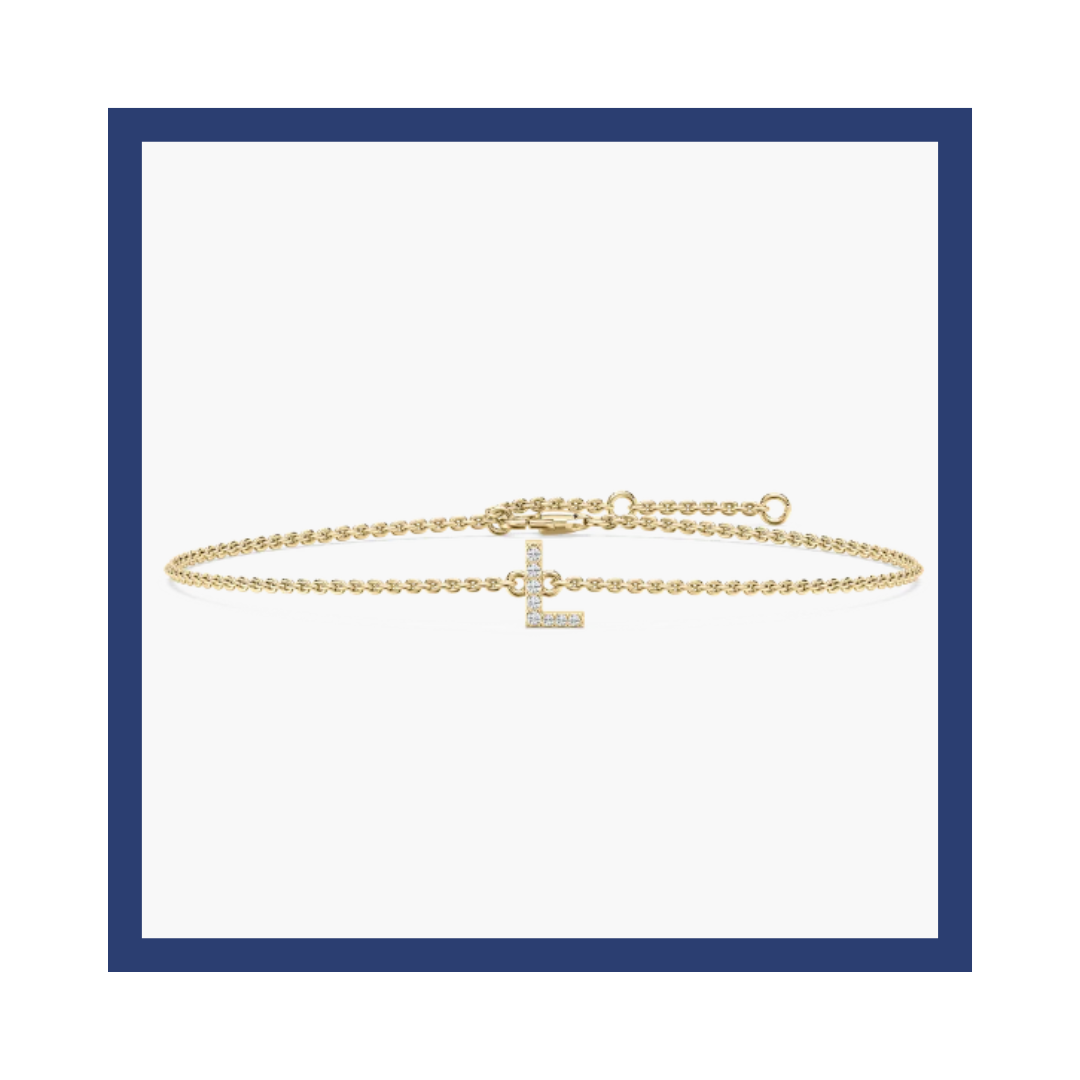 L Initial Lab-grown Diamond Fashion Bracelet in Gold.