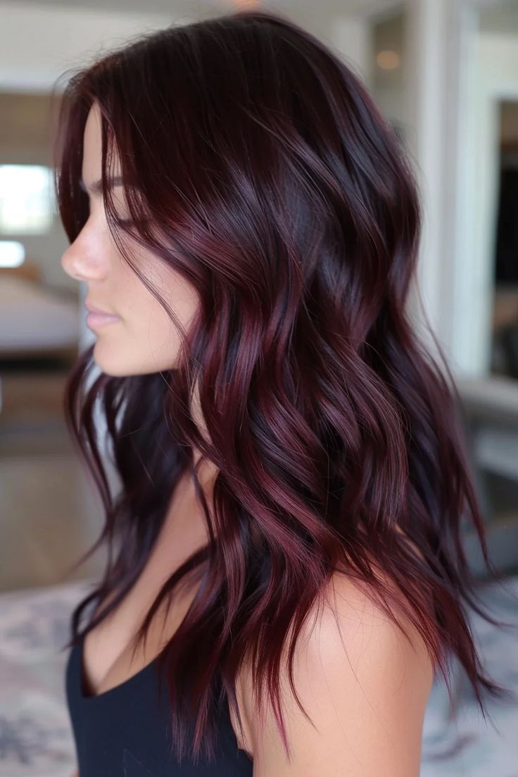 Subtle Burgundy Brown Balayage