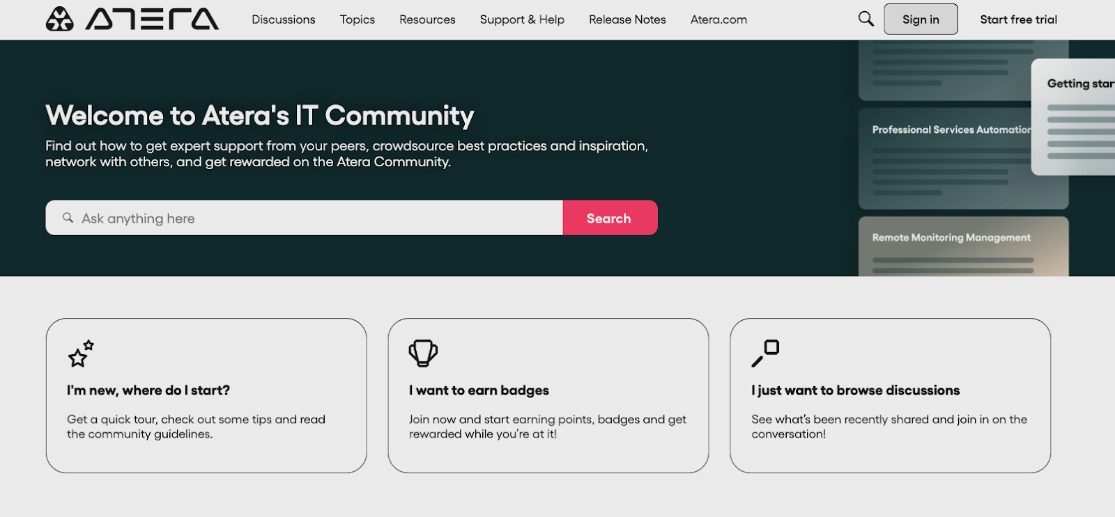 Screenshot of Atera’s IT Community.