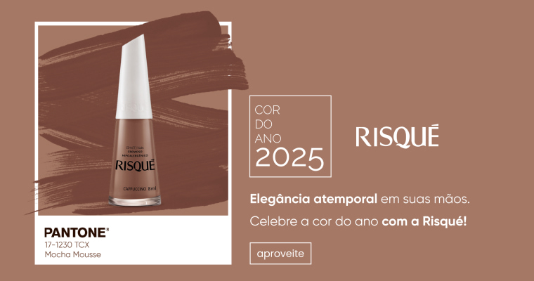 A imagem mostra o esmalte Risqué Nude Cremoso Cappuccino.