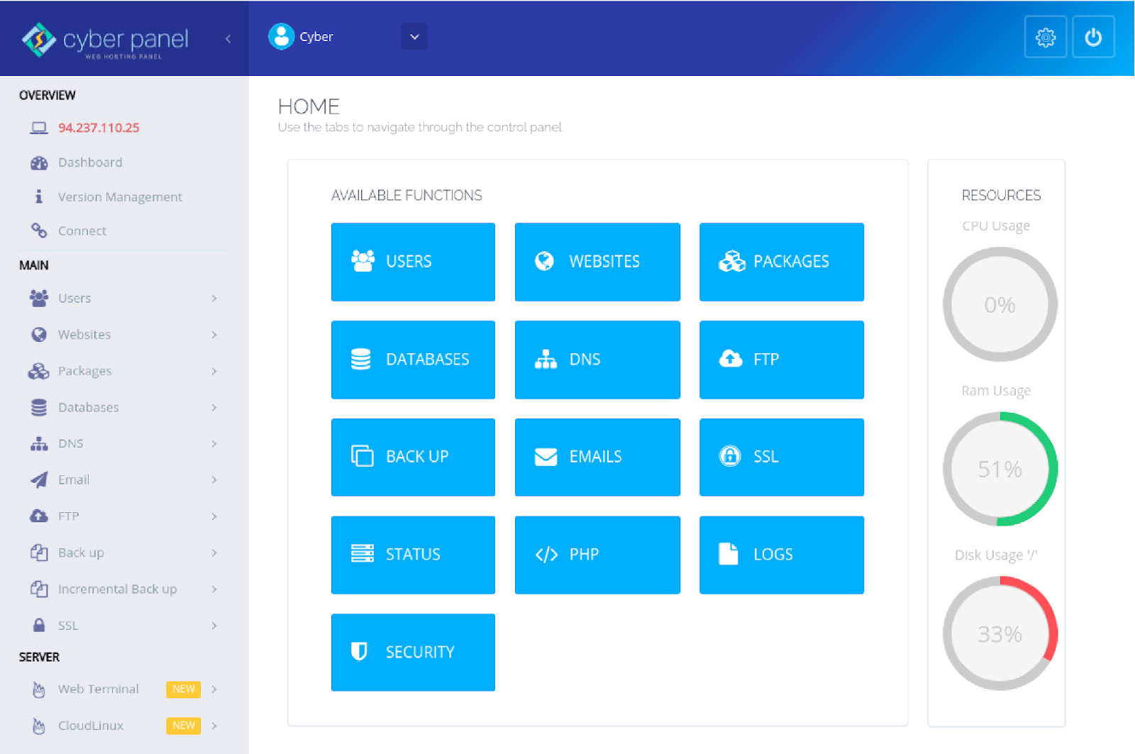 CyberPanel VPS Hosting Control Panel