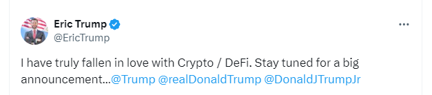 Eric Trump發佈的推文