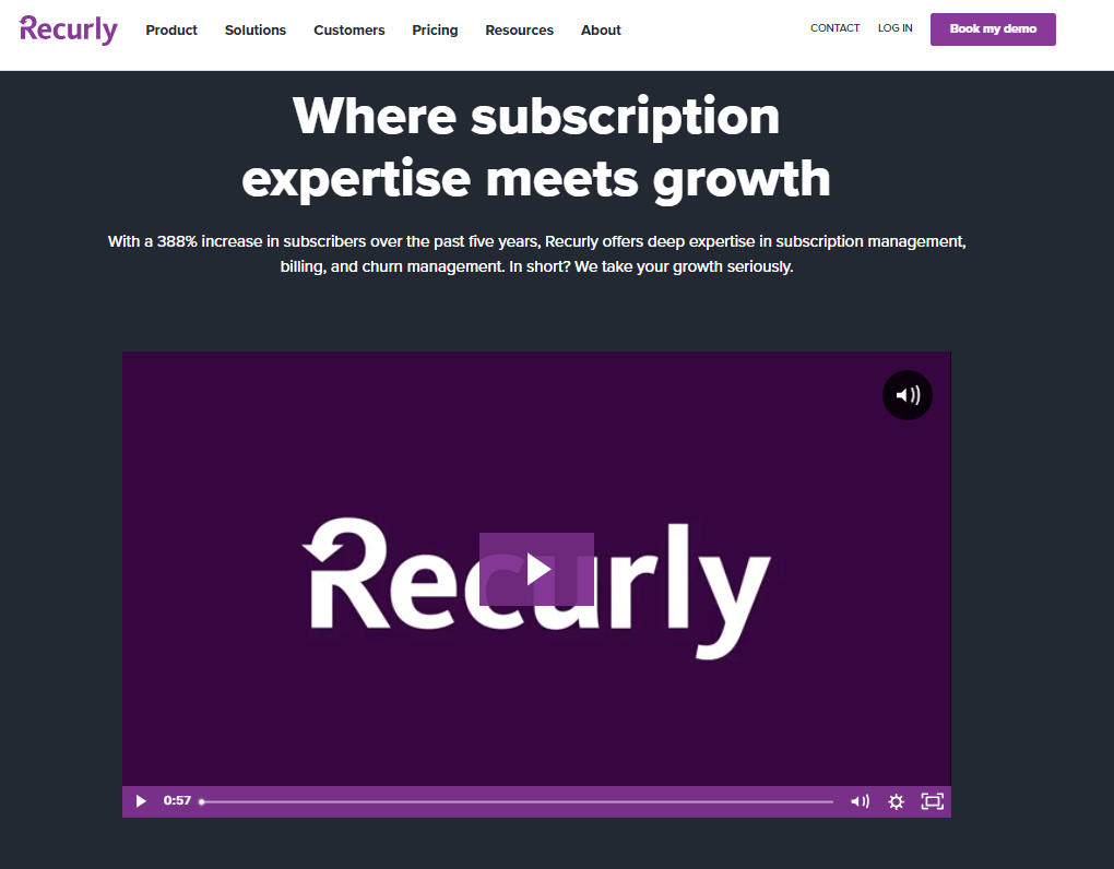 recurly b2b landing page