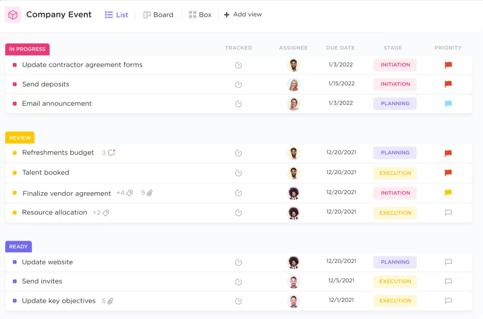 Clickup project management dashboard