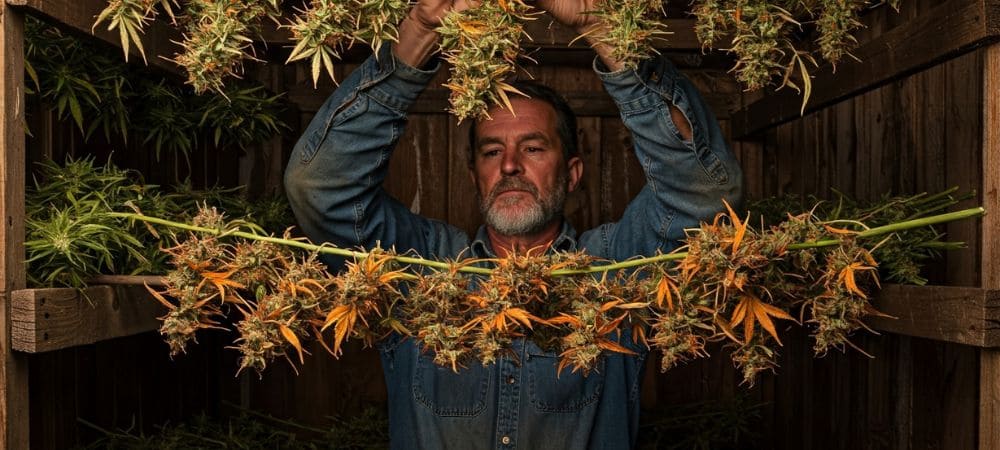 Cosecha y secado de marihuana