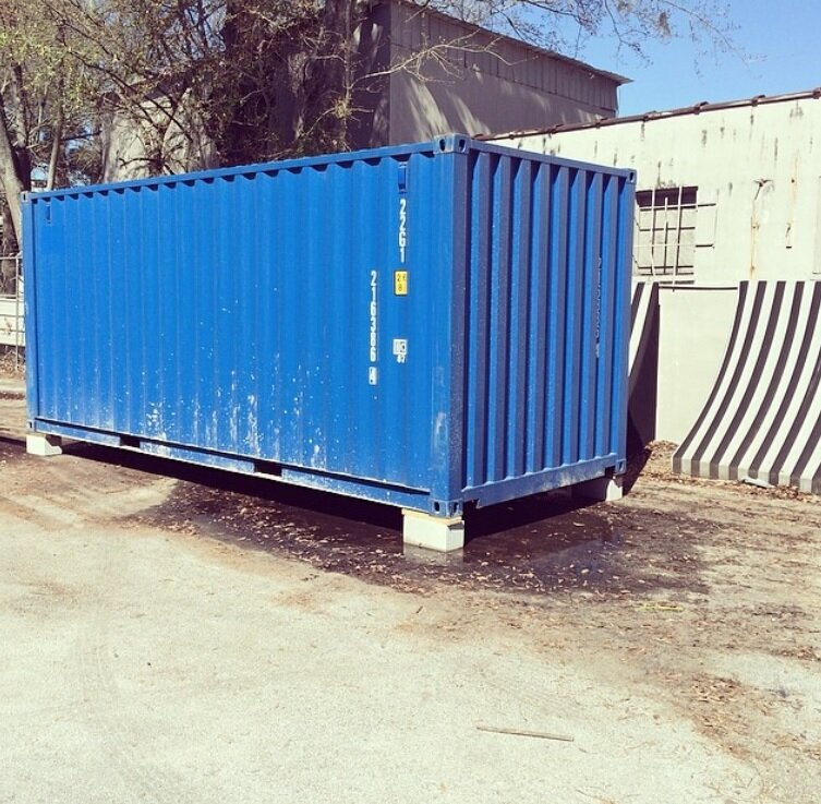 blue shipping container storage