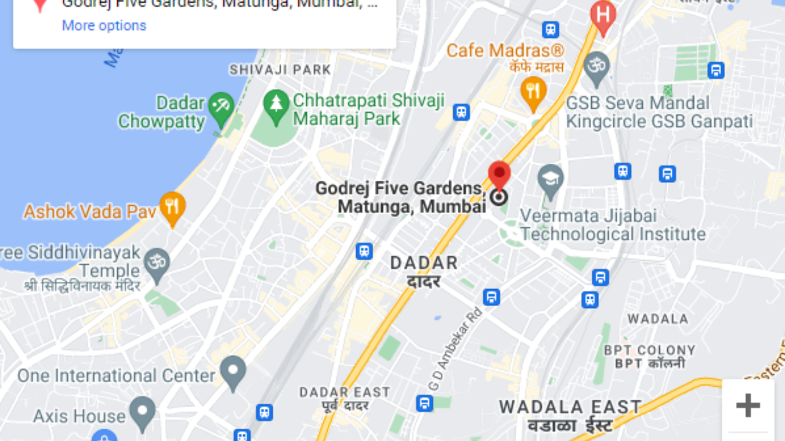 Check out Godrej Five Gardens location and nearby places.